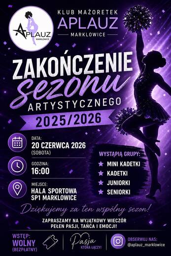 Plakat do wydarzenia podsumowanie sezonu artystycznego grupy APLAUZ