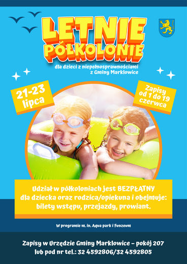 Plakat do wydarzenia p&oacute;łkolonie letnie dla dzieci z niepełnosprawnościami