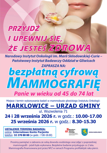 Plakat do wydarzenia bezpłatna mammografia