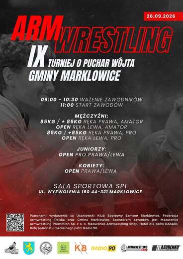 Plakat do wydarzenia IX Turniej Armwrestlingu o Puchar W&oacute;jta Gminy Marklowice