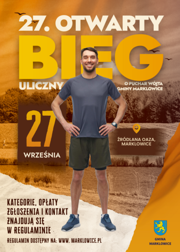 Plakat do wydarzenia 27. Otwarty Bieg Uliczny o Puchar W&oacute;jta Gminy Marklowice