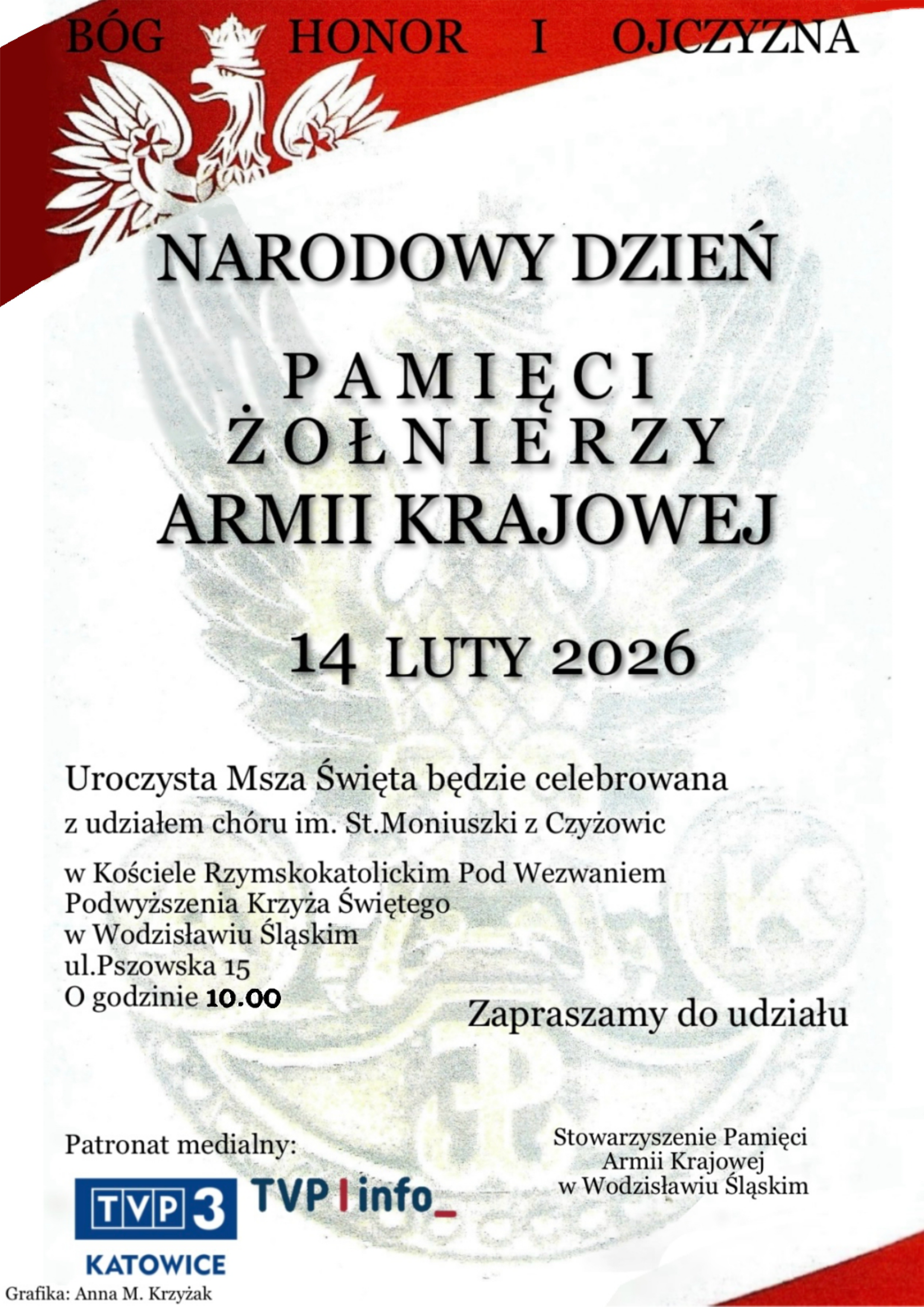 Plakat do wydarzenia uroczystości Narodowego Dnia Pamięci Żołnierzy Armii Krajowej