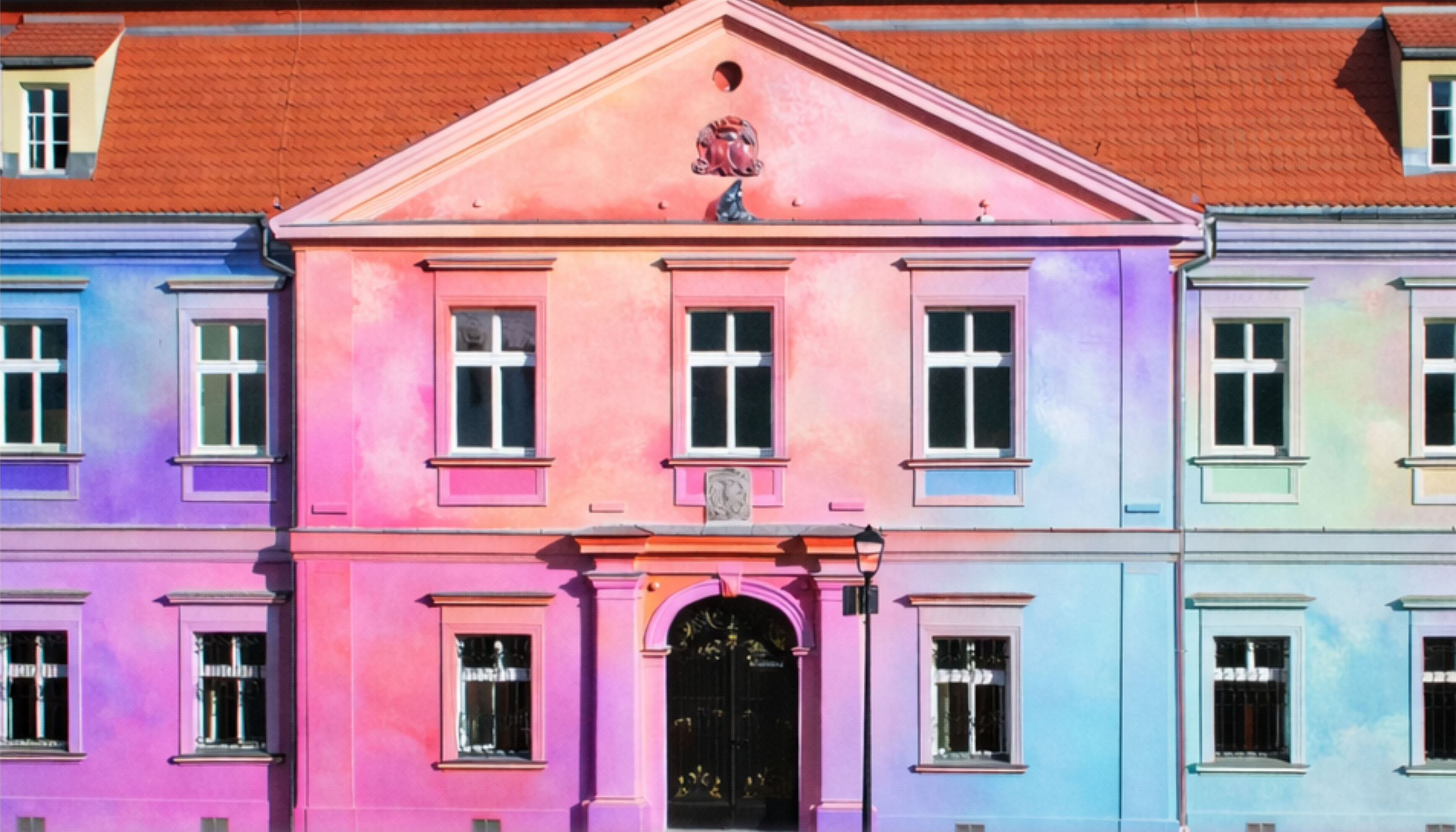 Fragment Pałacu Dietrichstein&oacute;w w&nbsp;Wodzisławiu Śląskim z&nbsp;dodaną komputerowo kolorową elewacją z&nbsp;przodu
