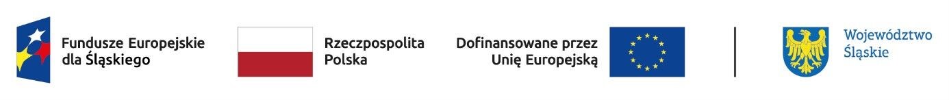 Logotypy Fundusze Europejskie dla Śląskiego, Flaga Rzeczpospolitej Polski, Flaga Unii Europejskiej, Godło Wojew&oacute;dztwa Śląskiego