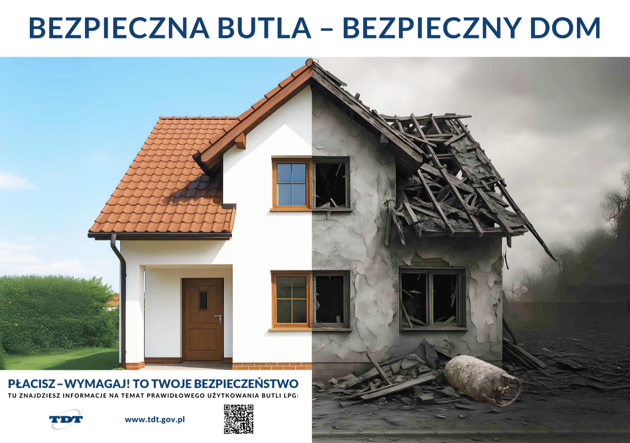Zestawienie zdjęc dw&oacute;ch dom&oacute;w - ładnego i&nbsp;kolorowego oraz&nbsp;zniszczonego w&nbsp;skutek wybuchu butli z&nbsp;gazem
