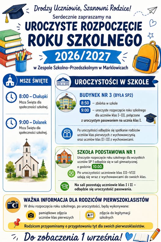 Plakat  z&nbsp;informacjami na&nbsp;temat rozpoczęcia roku szkolnego