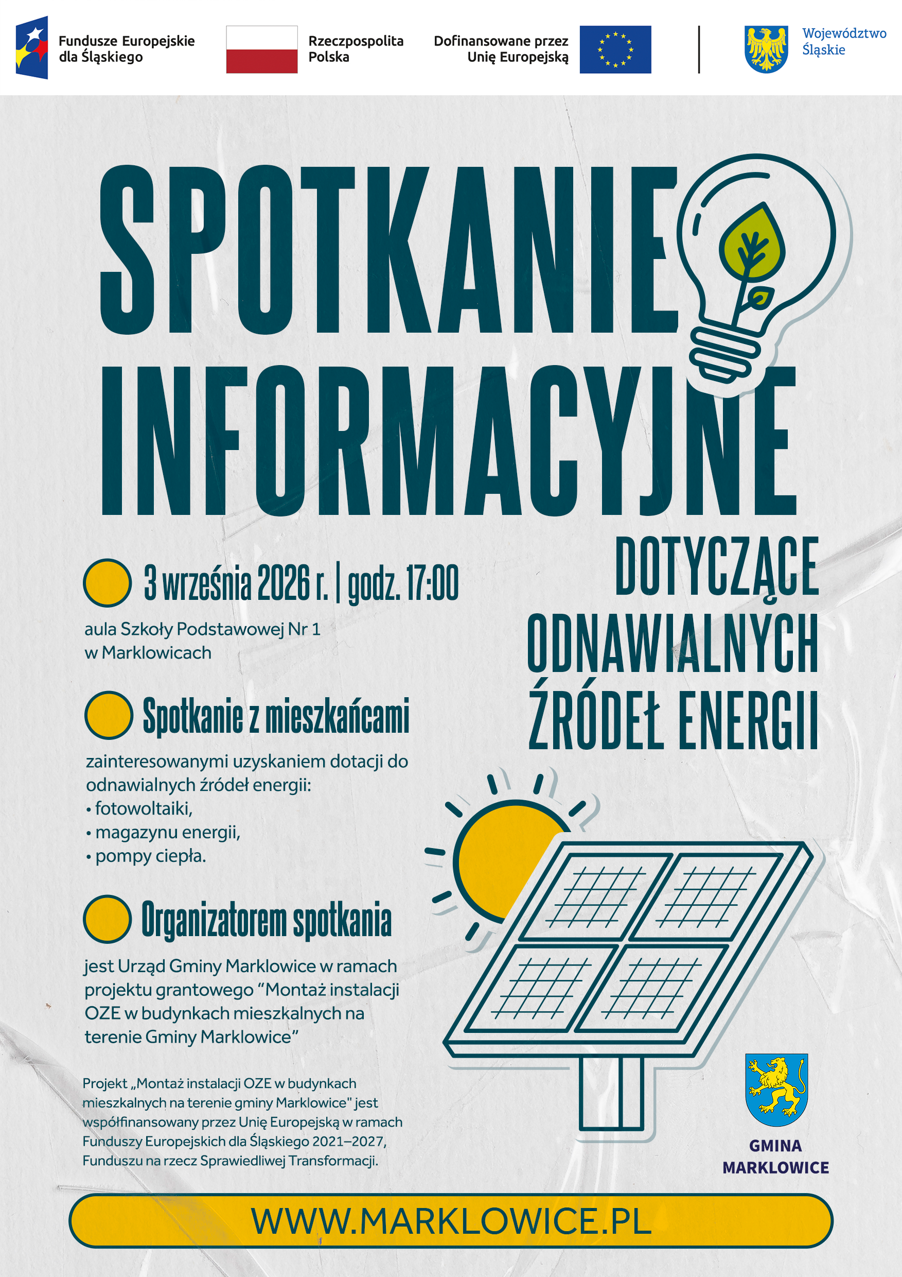 Plakat spotkanie z&nbsp;mieszkańcami w&nbsp;sprawie OZE
