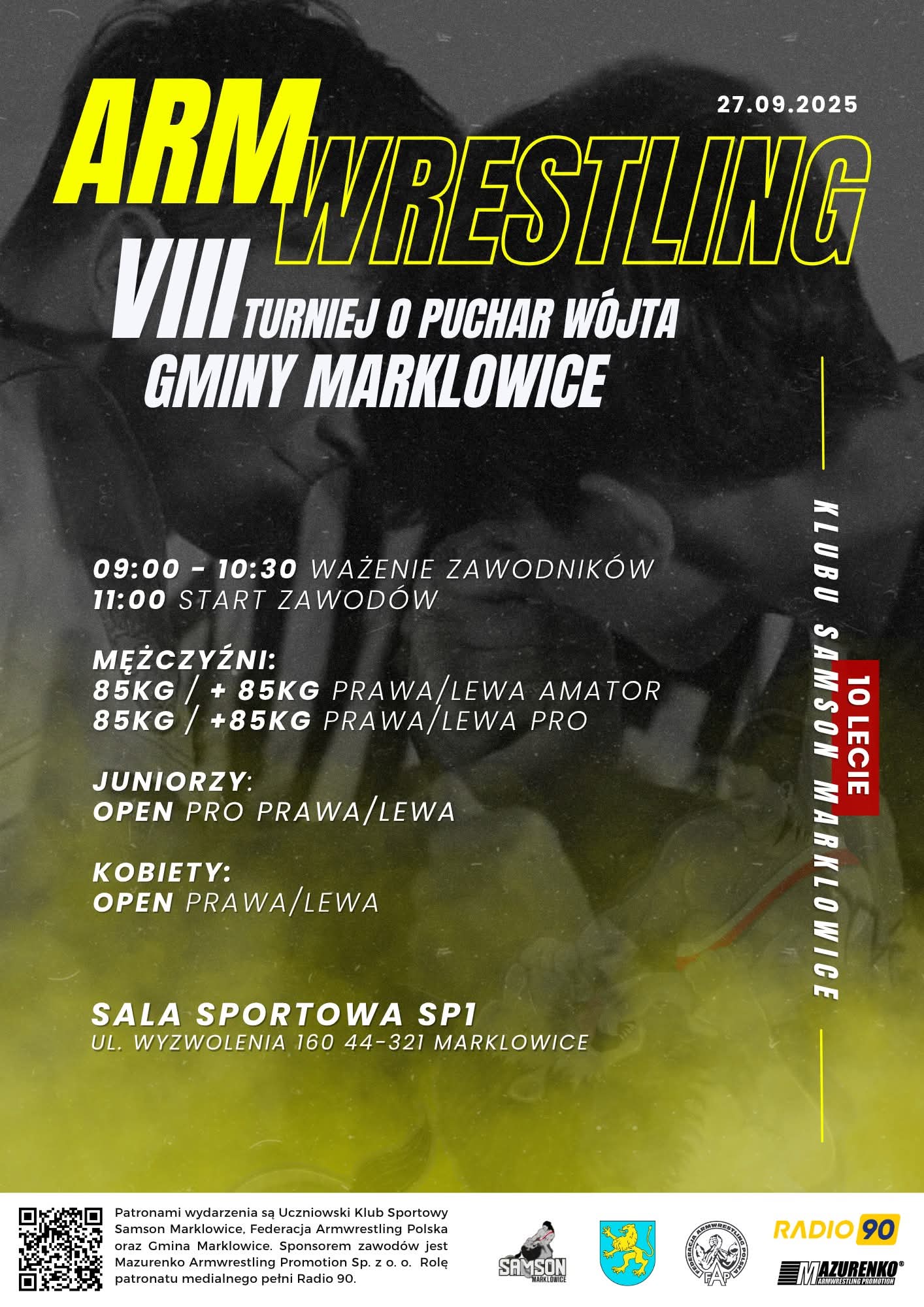 Plakat do wydarzenia VIII Turniej o&nbsp;Puchar W&oacute;jta Gminy Marklowice w&nbsp;armwrestlingu