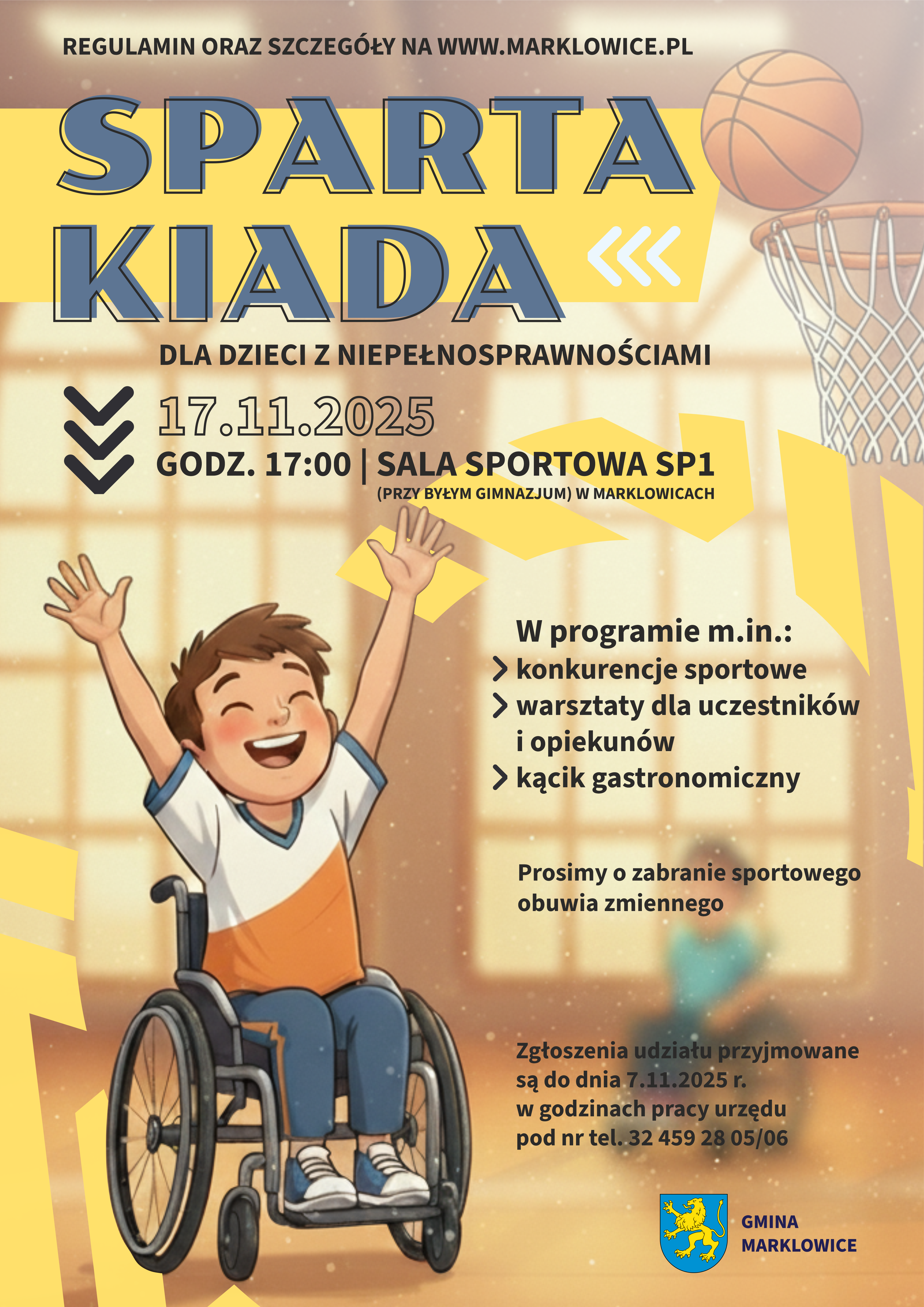 Plakat do wydarzenia "Spartakiada dla dzieci z&nbsp;niepełnosprawnością"